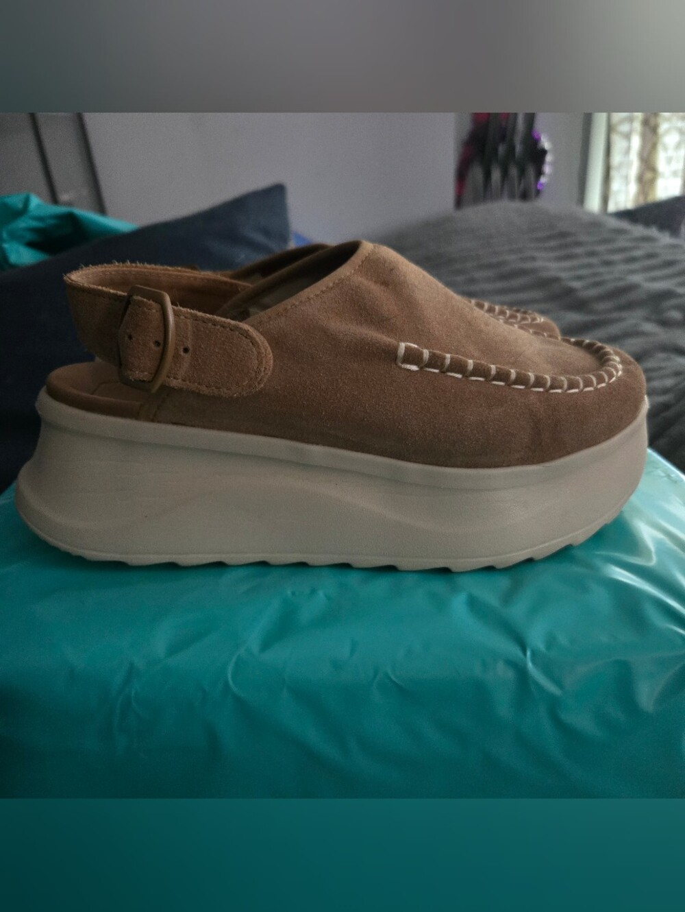 Hey Dude Tan Delray Suede Platform Slingback Clog